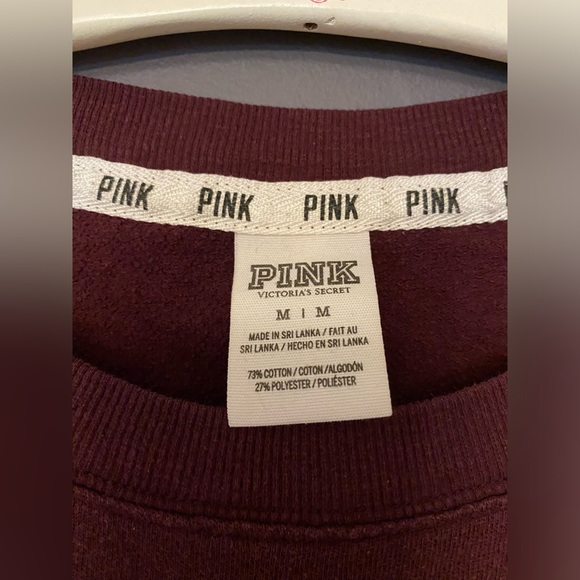 VS PINK VINTAGE VARSITY CREW SWEATSHIRT MAROON RED BLACK DOG LOGO MESH HTF RARE - Picture 3 of 5